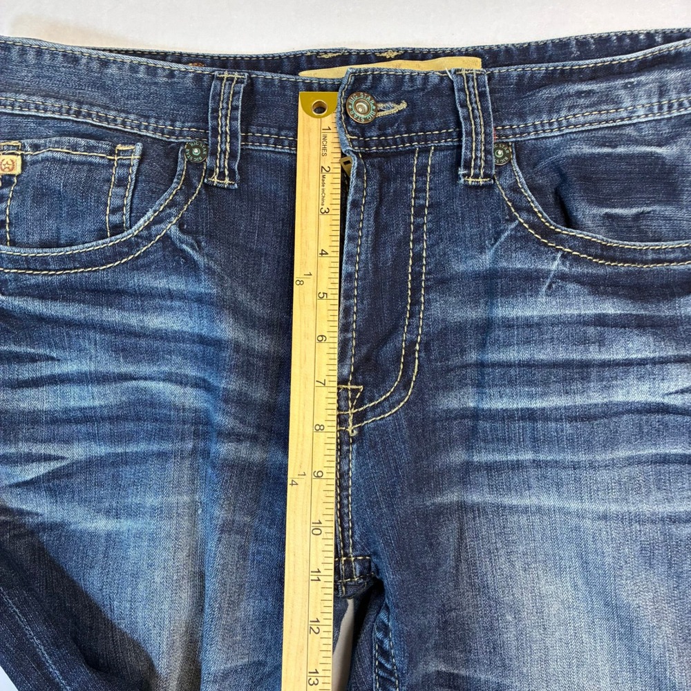 BIG STAR Pioneer Mens Bootcut Jeans Dark Wash Distressed Denim 38x30 - Picture 8 of 13